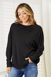 Double Take (Oh) Dresses Black / S Double Take Seam Detail Round Neck Long Sleeve Top