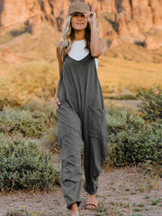 Double Take (Oh) Dresses Dark Gray / S Double Take Full Size Sleeveless V-Neck Pocketed Jumpsuit
