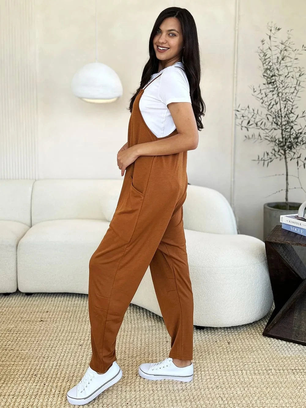 Double Take (Oh) Dresses Double Take Full Size Sleeveless V-Neck Pocketed Jumpsuit