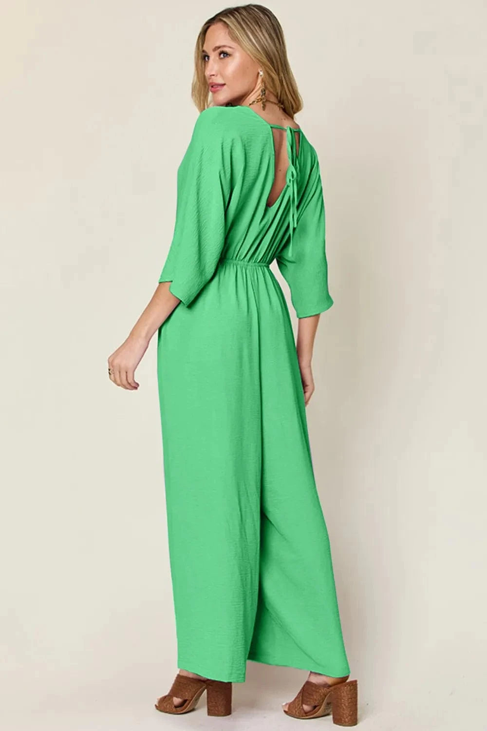 Double Take (Oh) Dresses Double Take Full Size Surplice Wide Leg Jumpsuit with Pockets