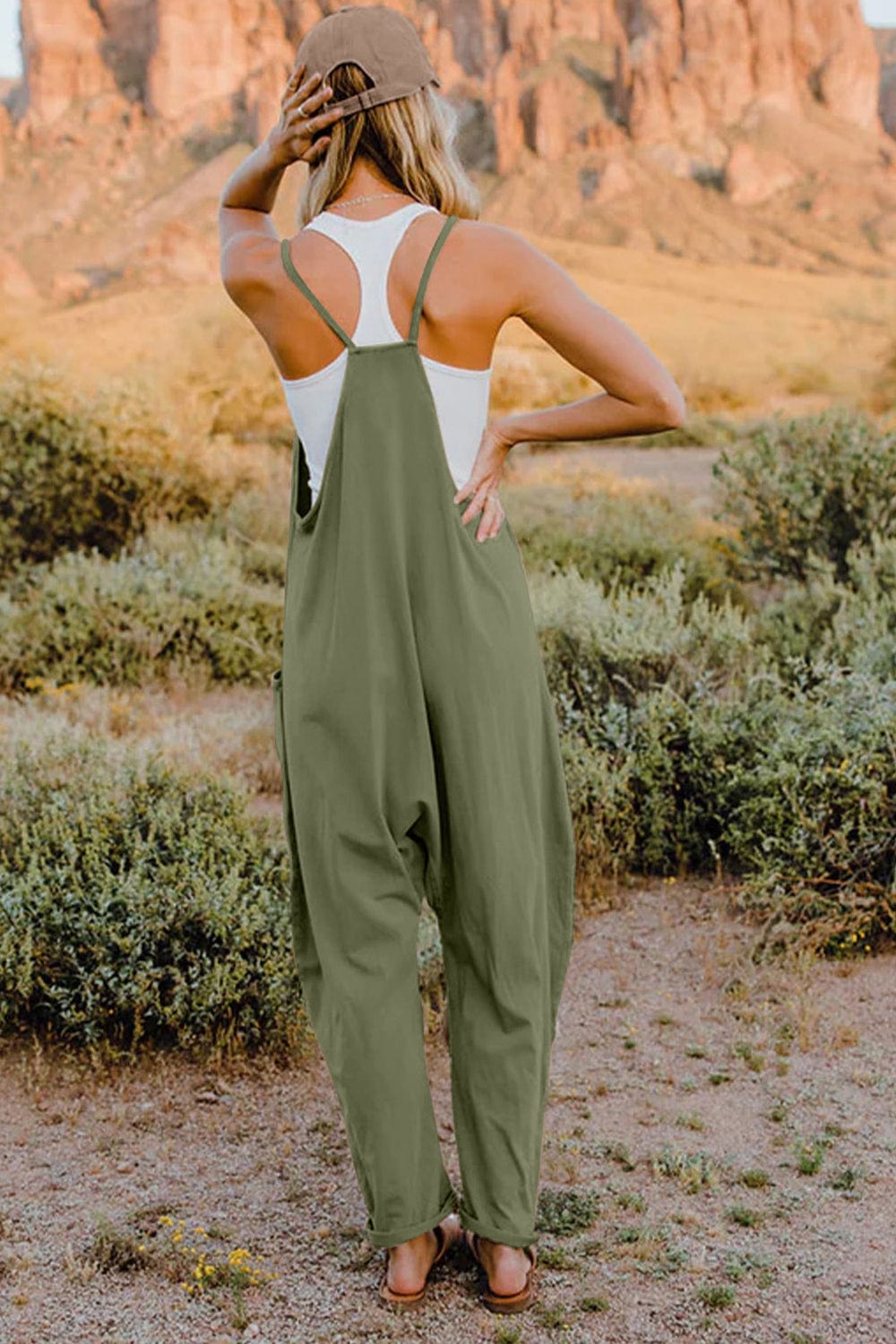 Double Take (Oh) Dresses Double Take Full Size V-Neck Sleeveless Jumpsuit with Pockets