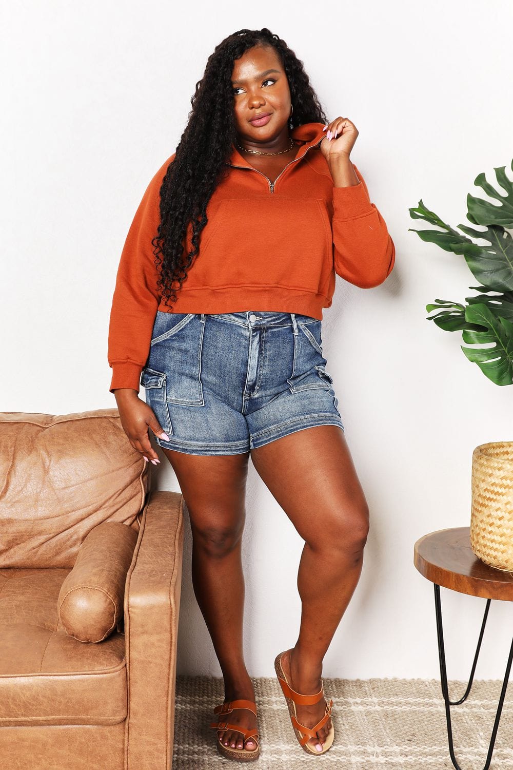 Double Take (Oh) Dresses Double Take Half-Zip Long Sleeve Hoodie