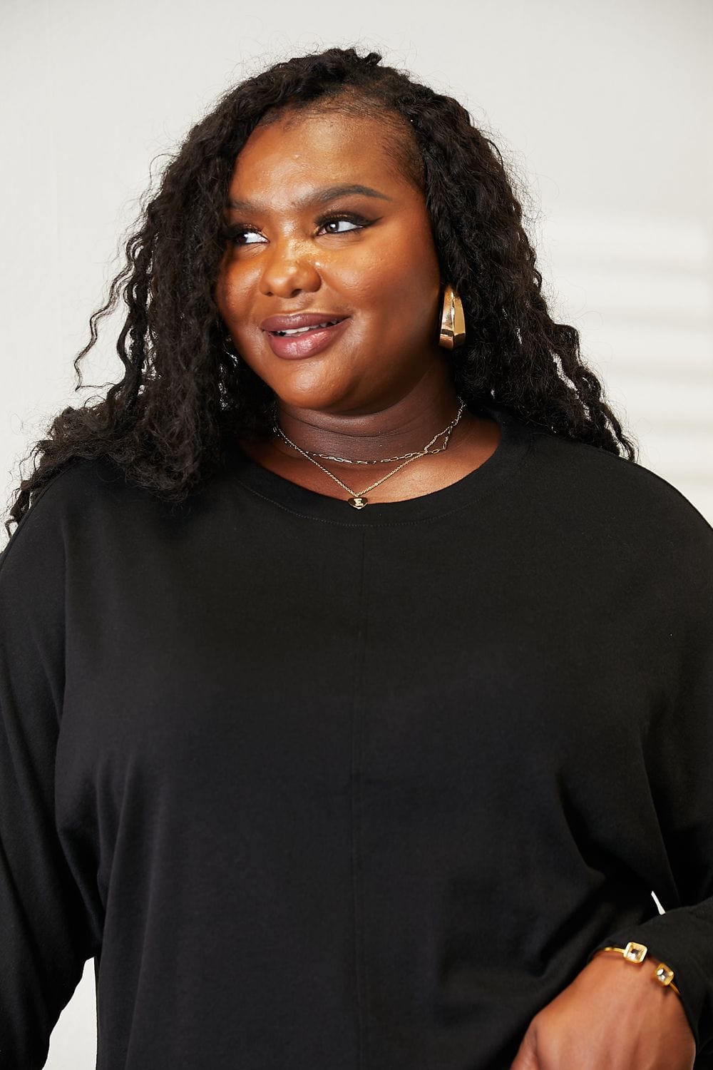 Double Take (Oh) Dresses Double Take Seam Detail Round Neck Long Sleeve Top