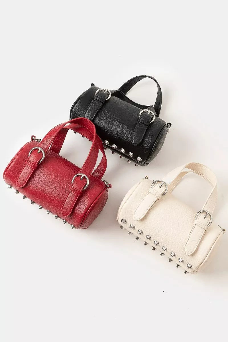 Double Take (Oh) RD / One Size Fame Faux Leather Buckle Strap Cylinder Hand Bag