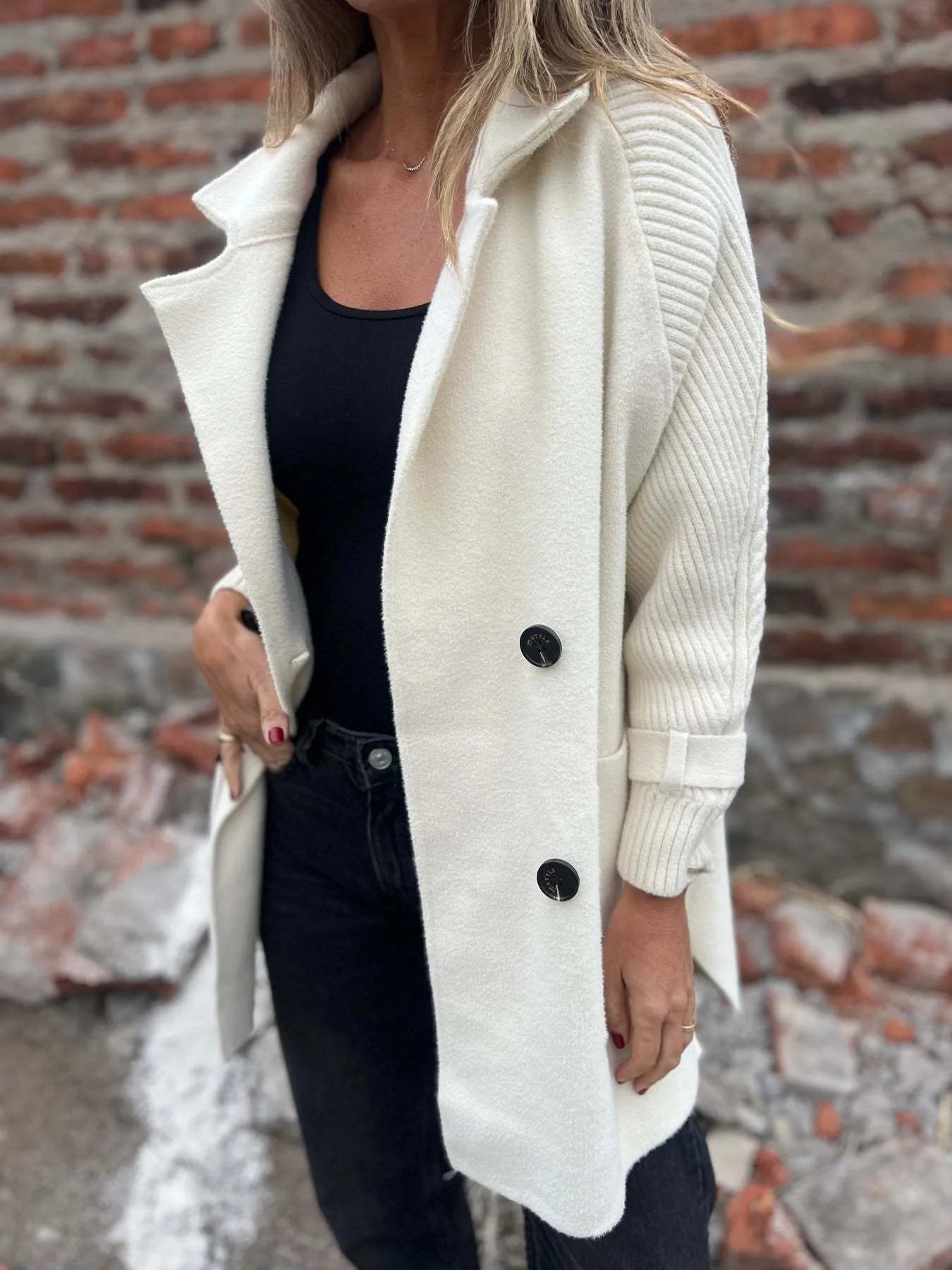 Double Take (Oh) Trench Coats Full Size Texture Knit Longline Coat Plus Size