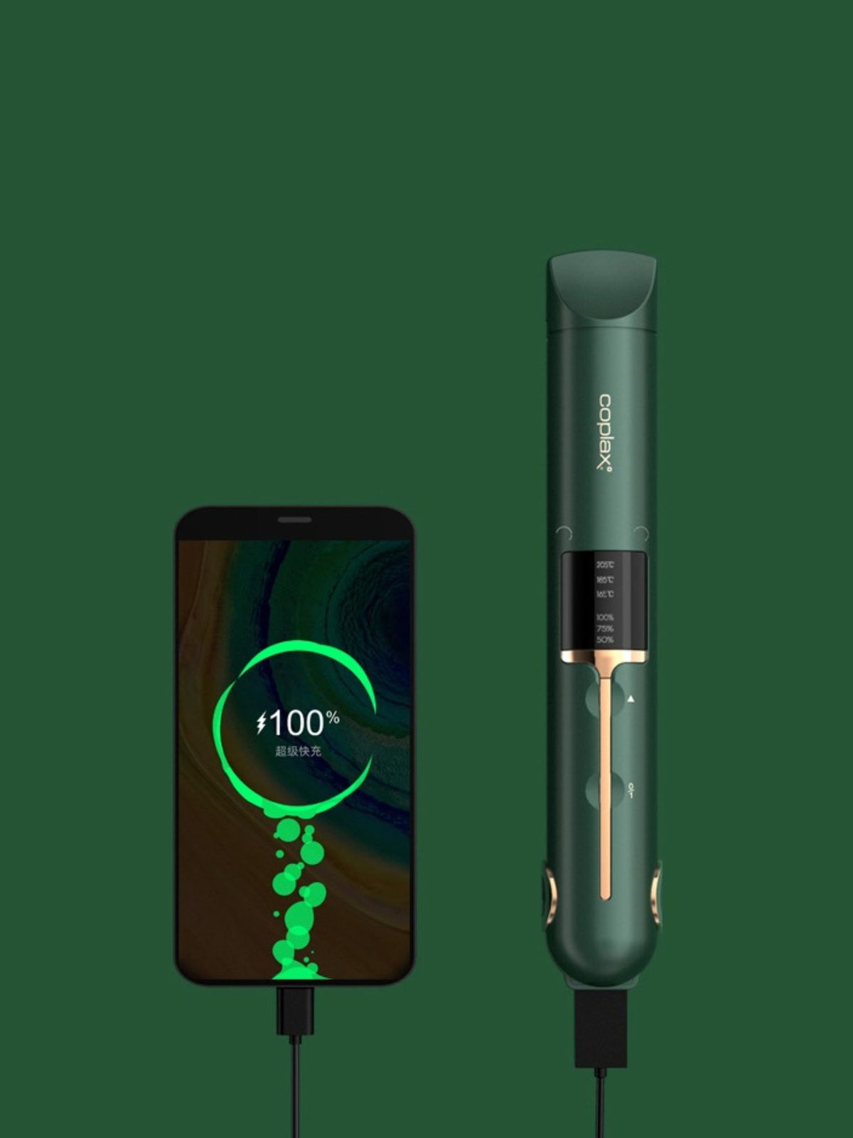 Straightener charging via USB cable