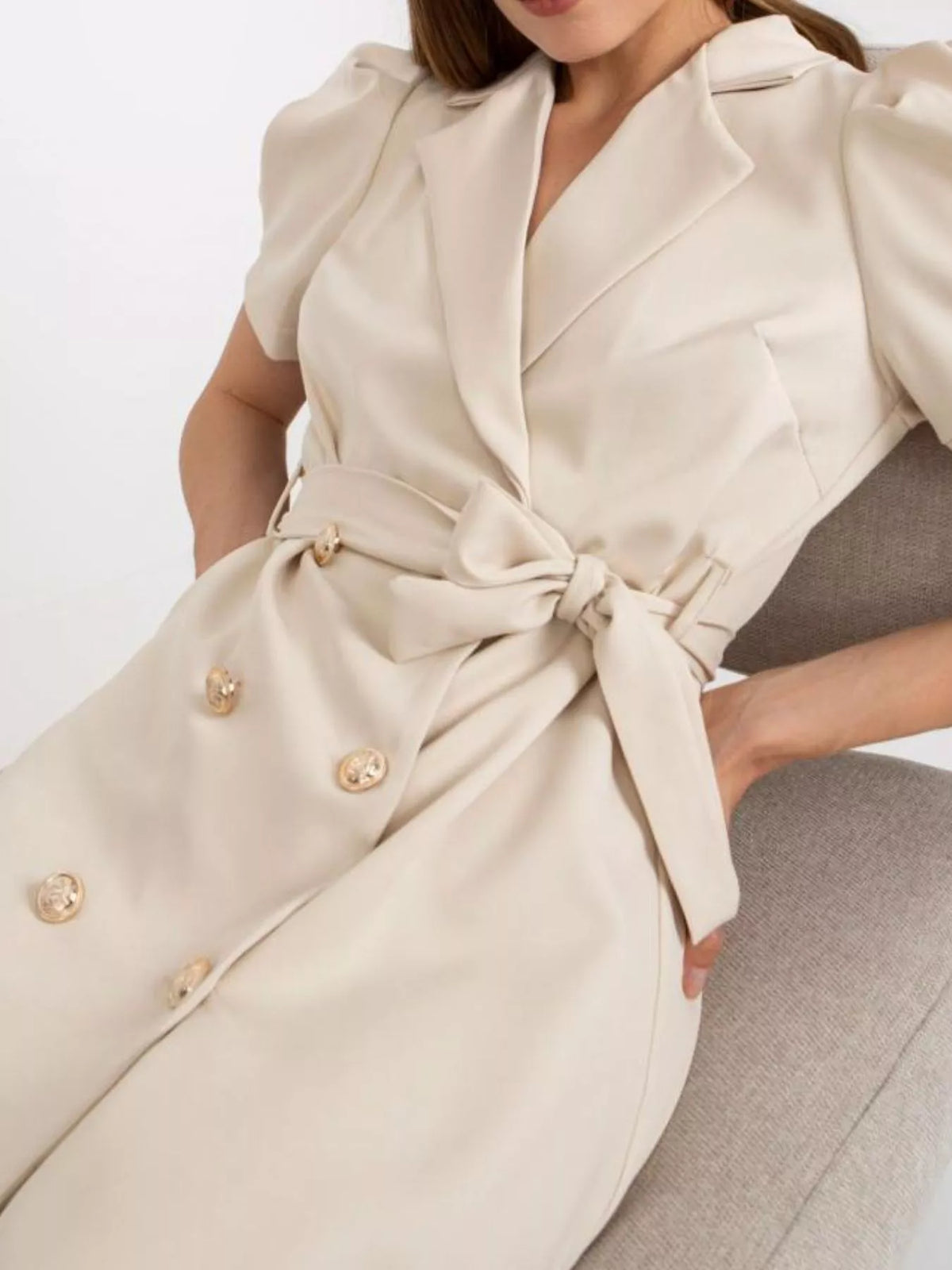 blazer tie waist mini dress shoulder detail