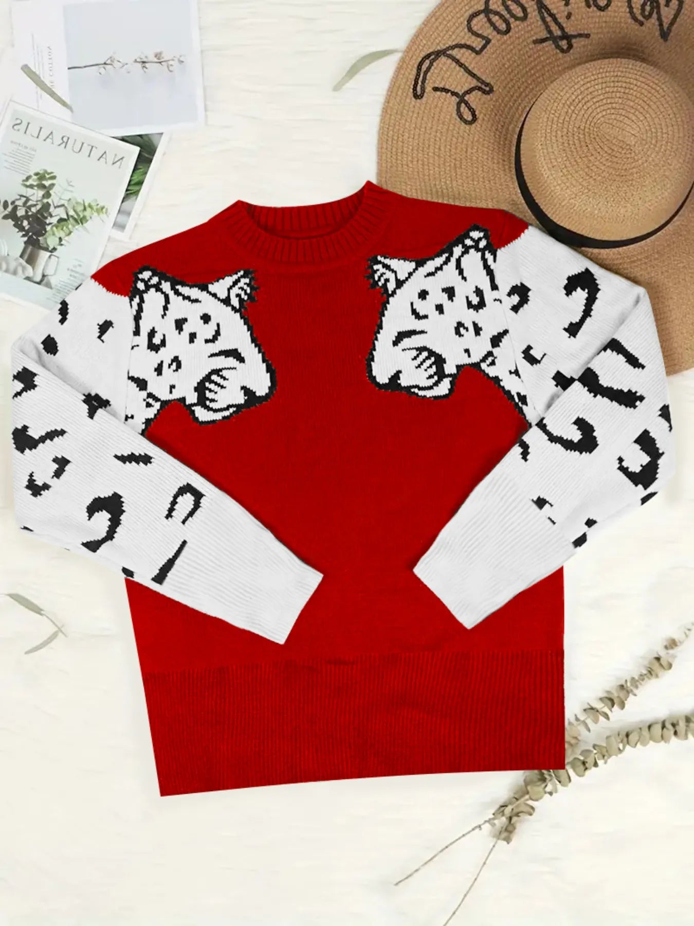 Leopard Round Neck Sweater - Fashorio