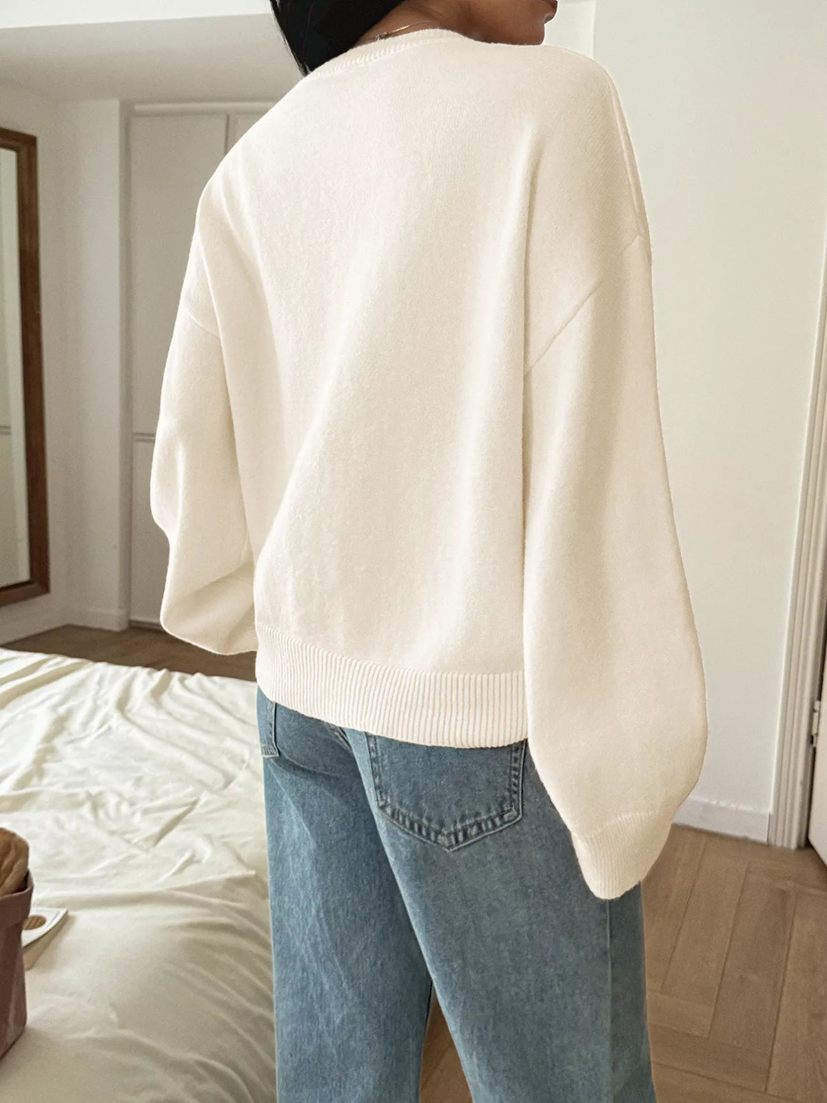 Pastel yellow V neck sweater styled outfit
