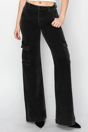 Risen Full Size High Rise Wide Leg Cargo Jeans Black - Fashorio