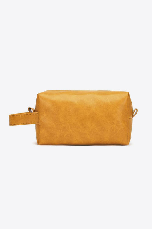 PU Leather Makeup Bag Gold One Size - Fashorio
