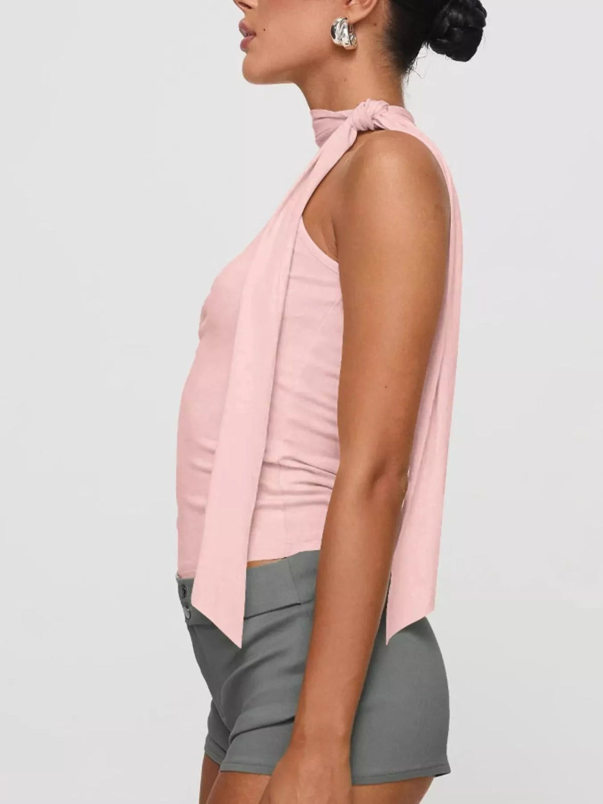 Halter top ruching detail close up