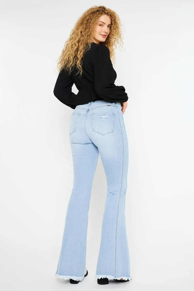 Curvy flare jeans side profile