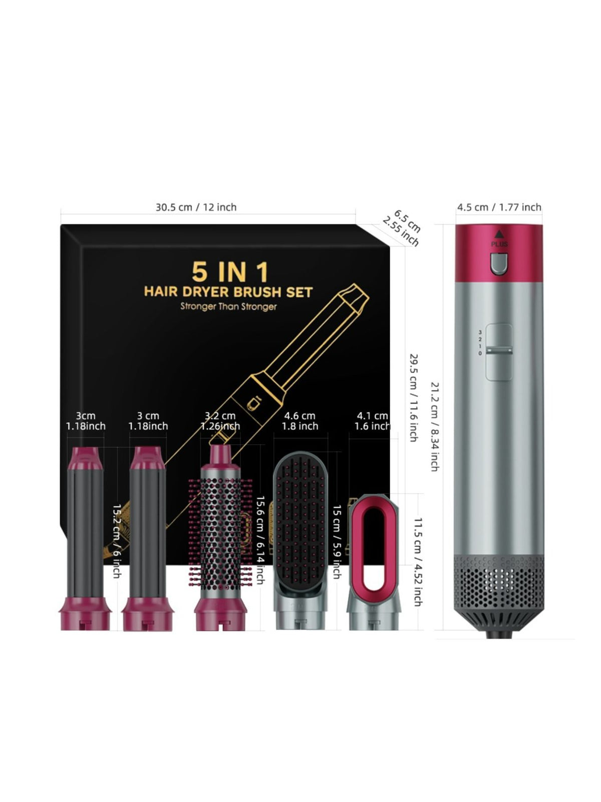 5 in 1 hot air brush full set view