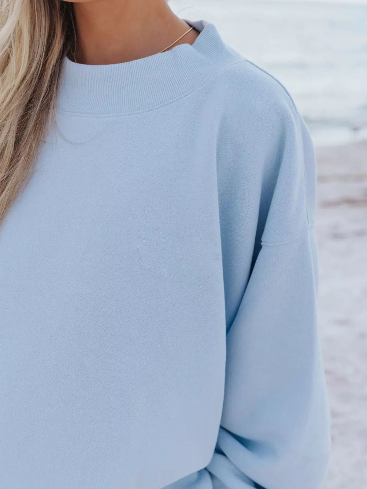 Relaxed Fit Round Neck Sweatshirt and Shorts Set, view 12