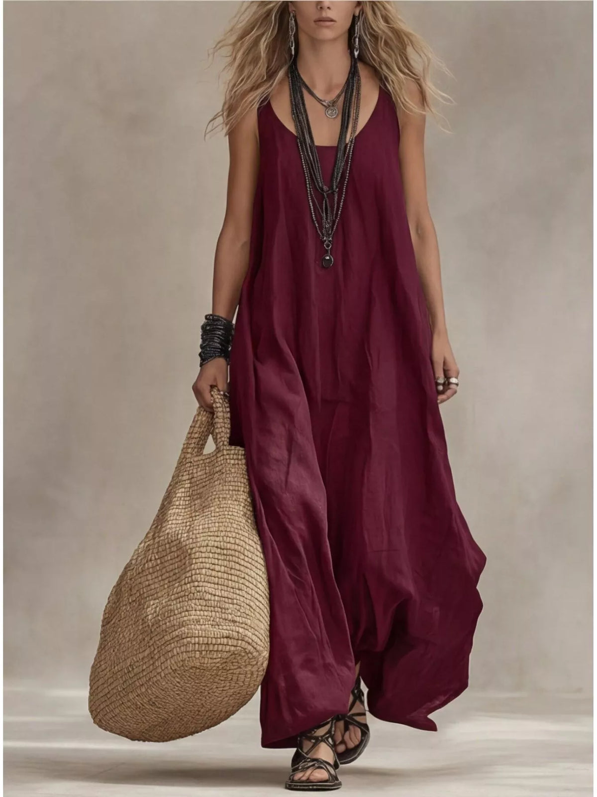 Scoop Neck Sleeveless Maxi Dress Plus Size, view 5