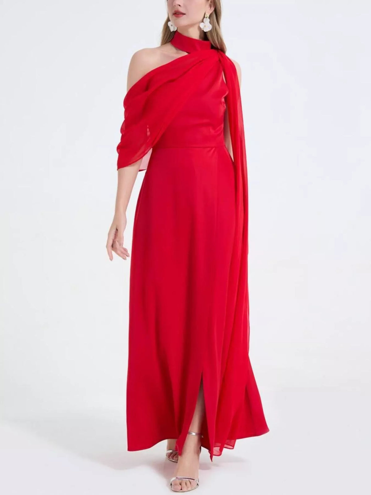 High slit maxi dress full length back view