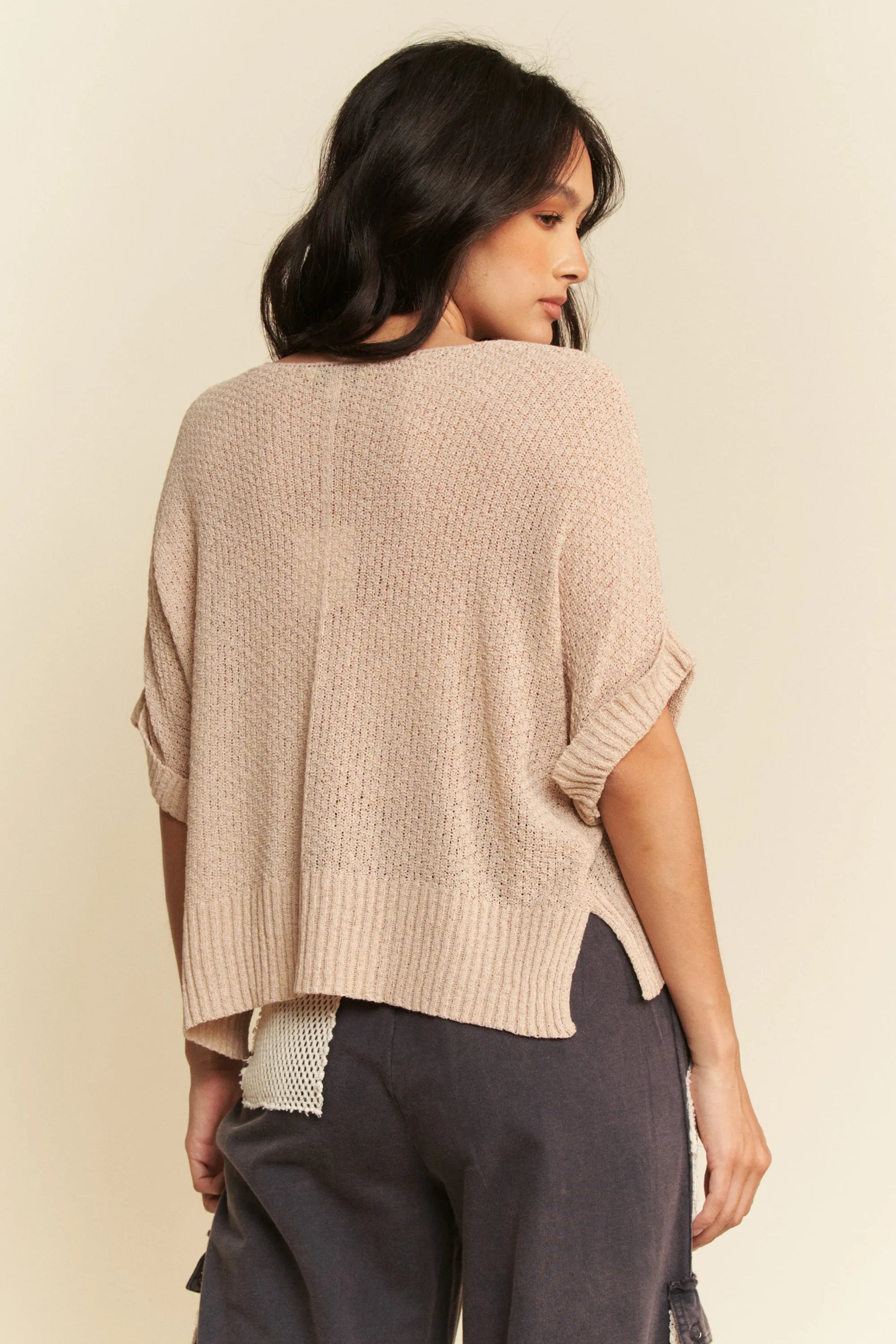 Davi & Dani Sequin American Flag Patch Short Sleeve Knit Top - Fashorio