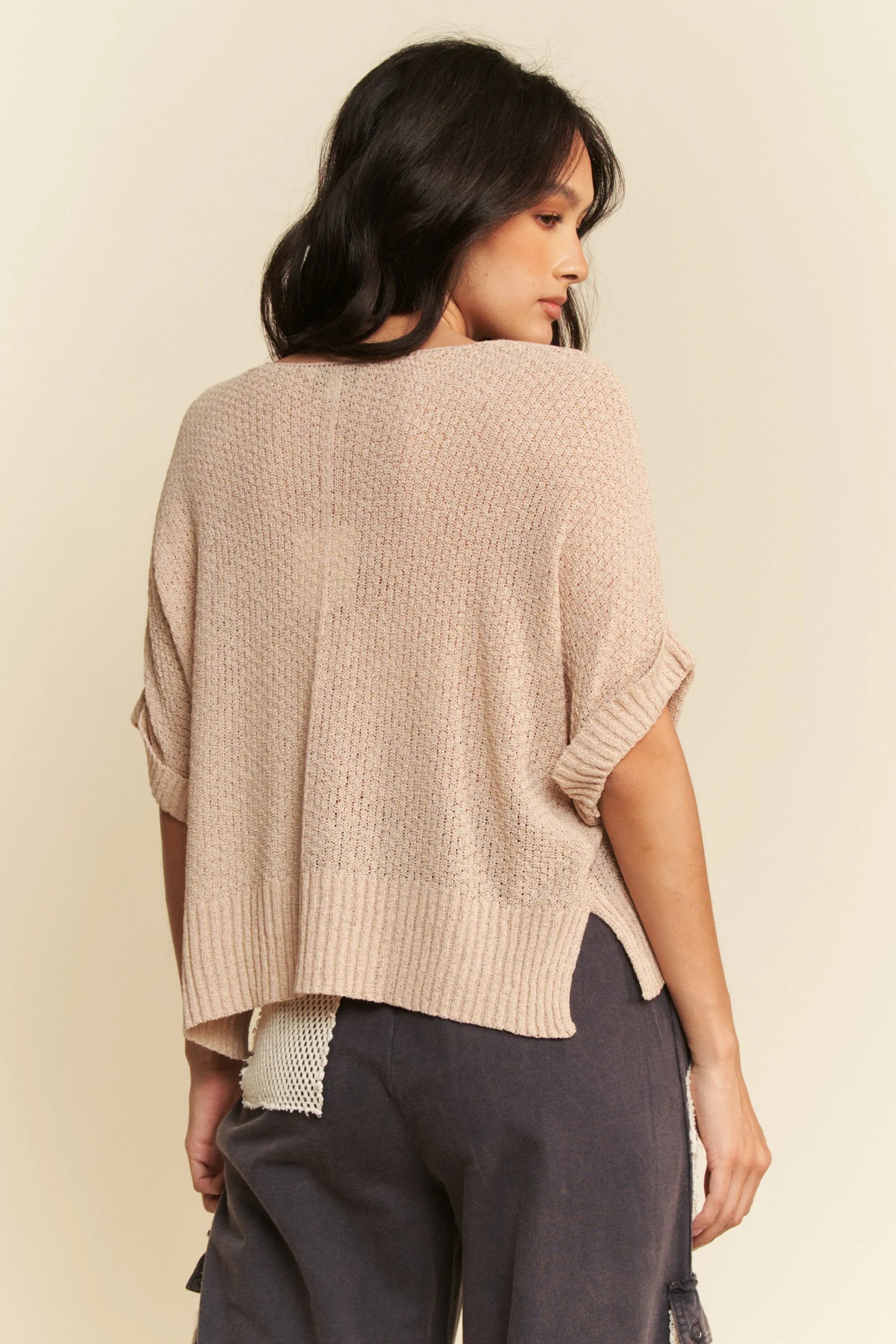 Davi & Dani Sequin American Flag Patch Short Sleeve Knit Top - Fashorio