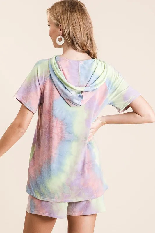 BiBi Tie Dye French Terry Hoodie Top and Bottom Set - Fashorio