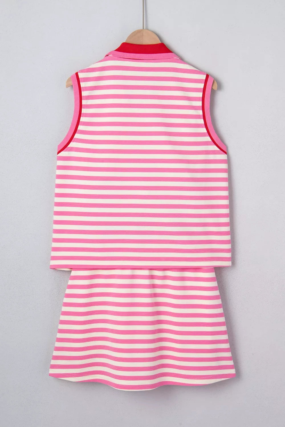 Striped matching top and skirt coordinated set