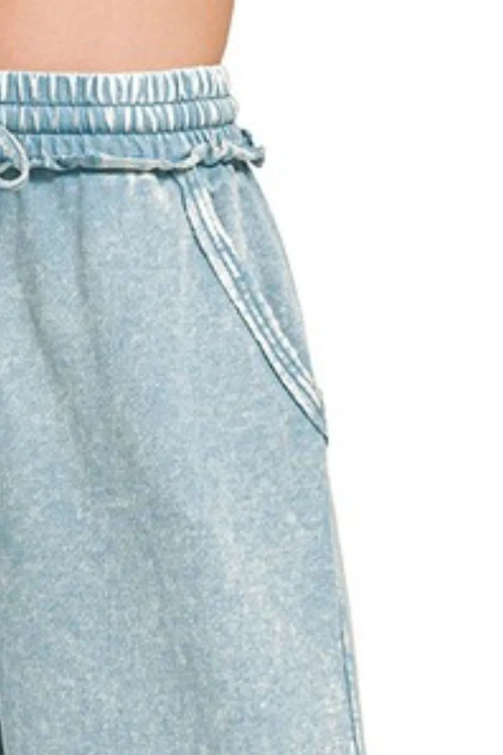 Zenana Washed French Terry Palazzo With Pockets - Fashorio