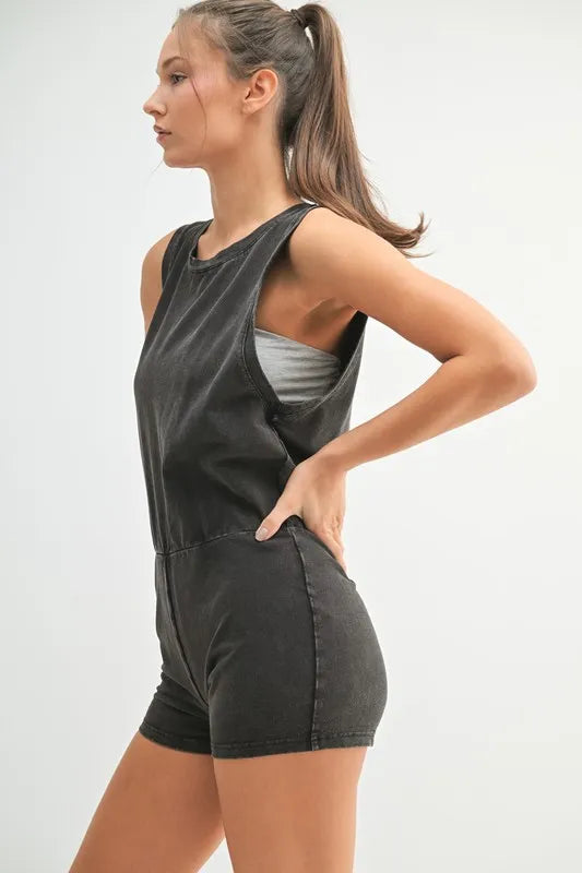 Mineral Wash Vintage Romper back view