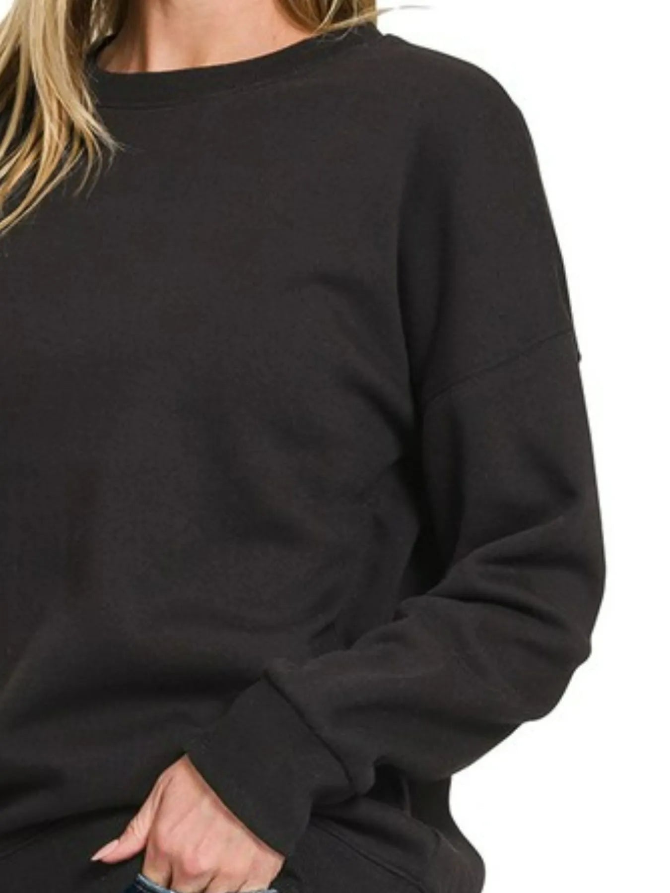 Zenana Full Size Fleece Drop Shoulder Sweatshirt Plus Size - Fashorio