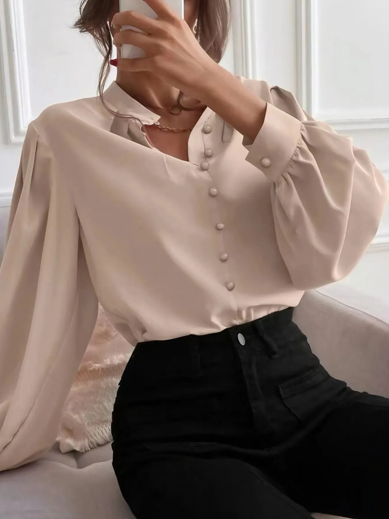 Button Up Long Sleeve Shirt Dust Storm - Fashorio