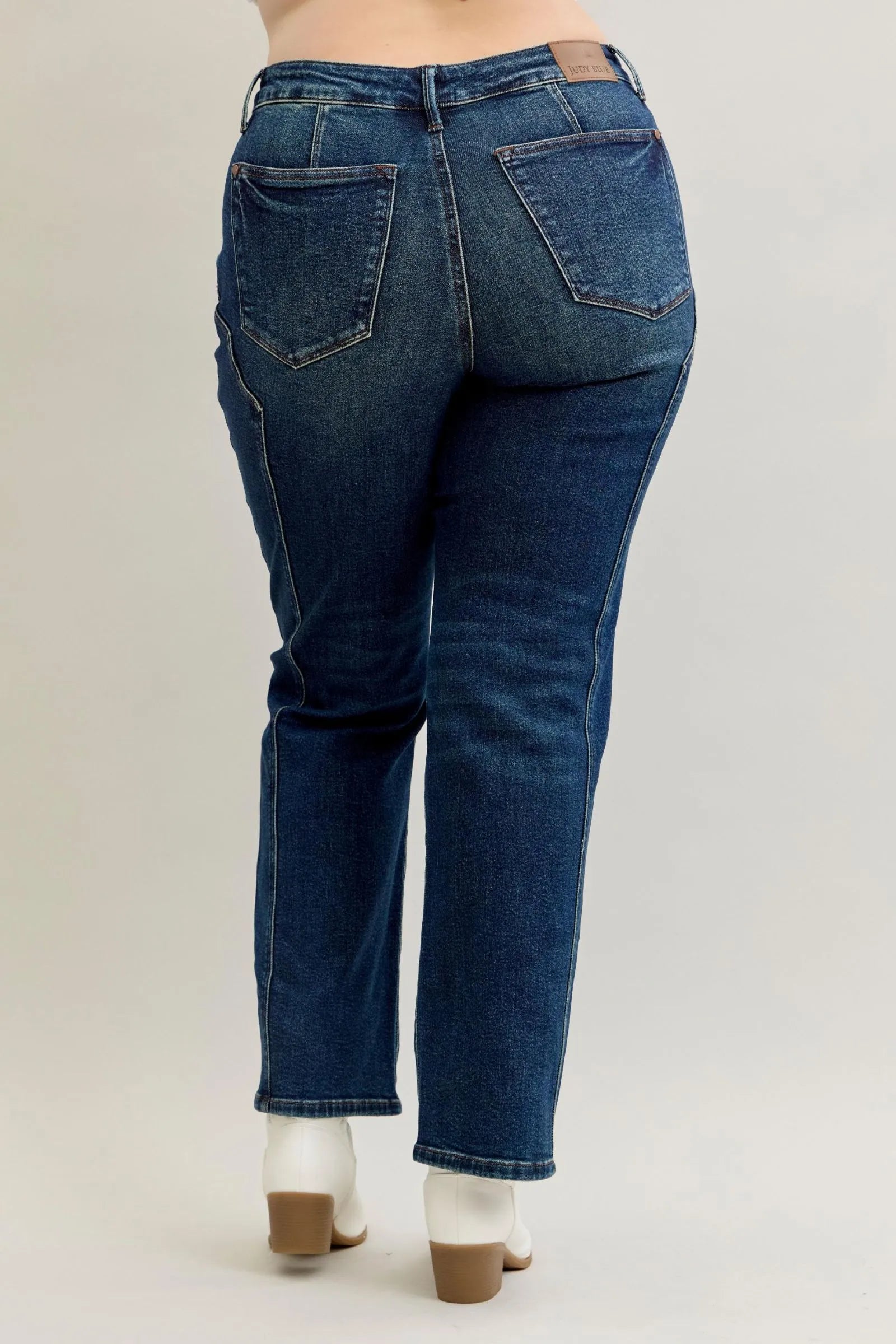 Judy Blue Full Size Seam Detail Straight Leg Jeans Plus Size - Fashorio