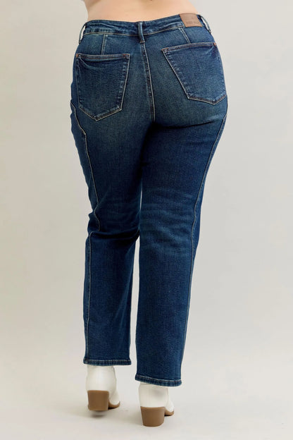 Judy Blue Full Size Seam Detail Straight Leg Jeans Plus Size - Fashorio