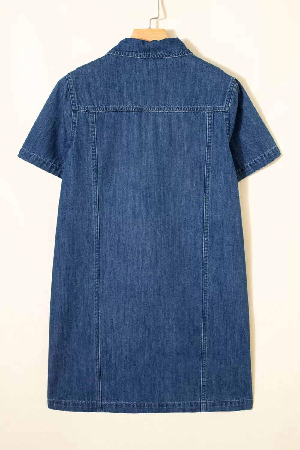 Denim game day dress styled with sneakers