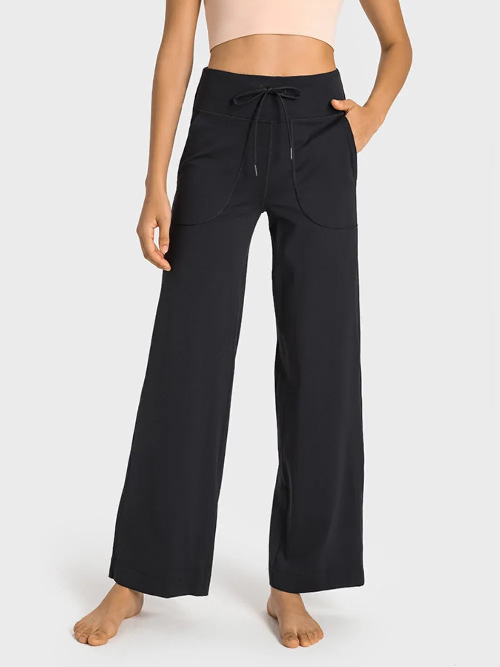 wide leg sports pants close up detail