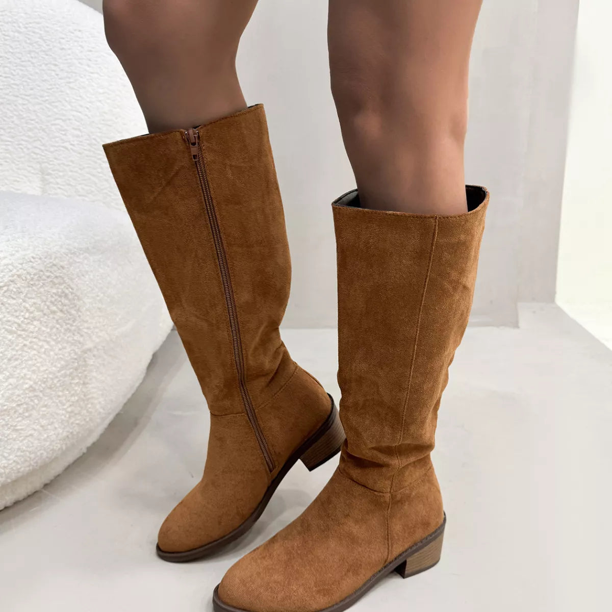 Knee high boots upper texture detail