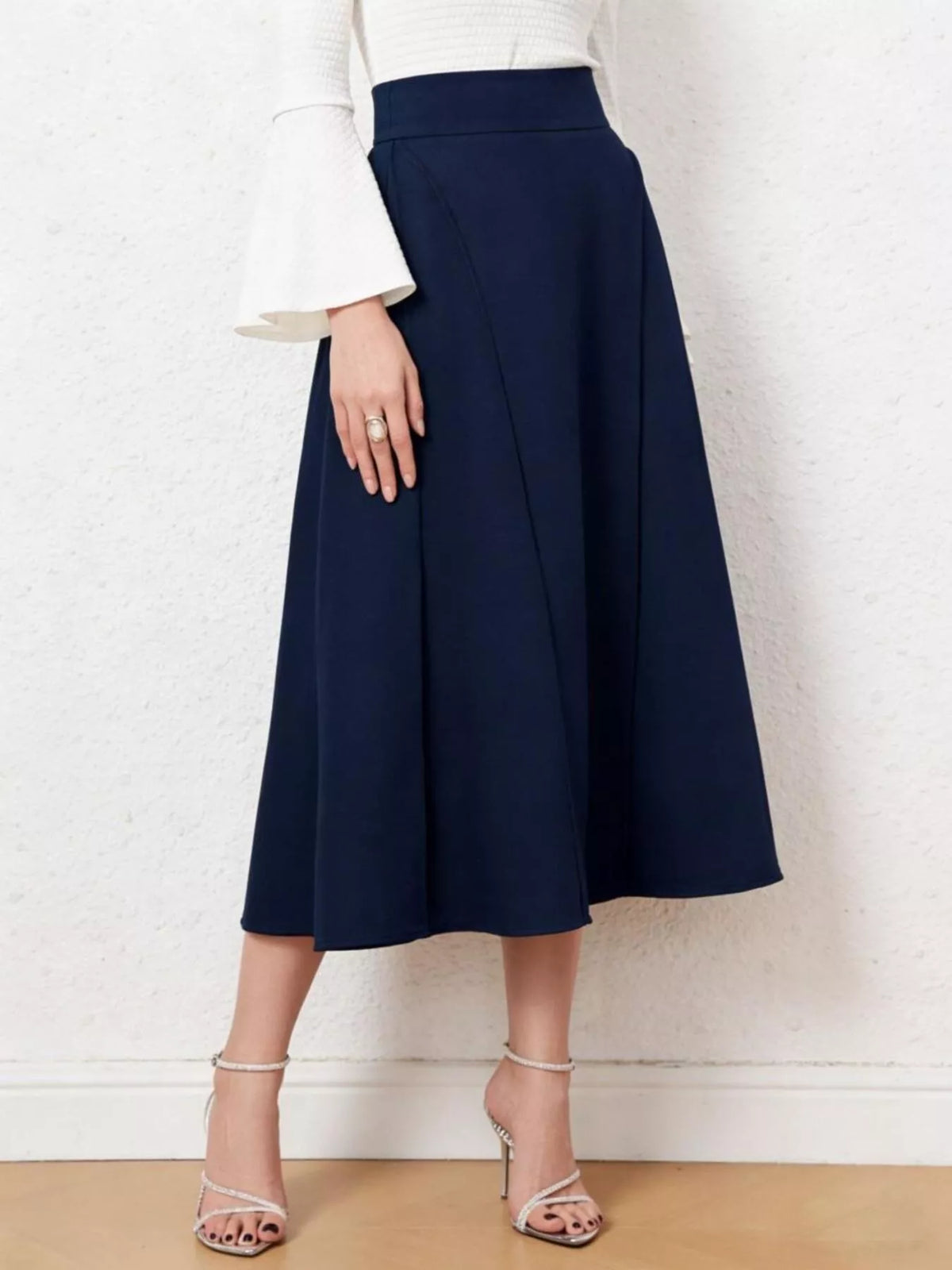 A line midi skirt on model