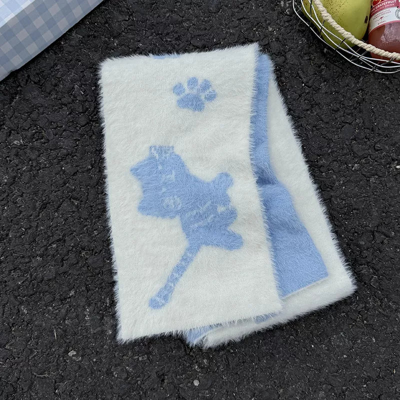 Full length view of the cute cat paw print scarf