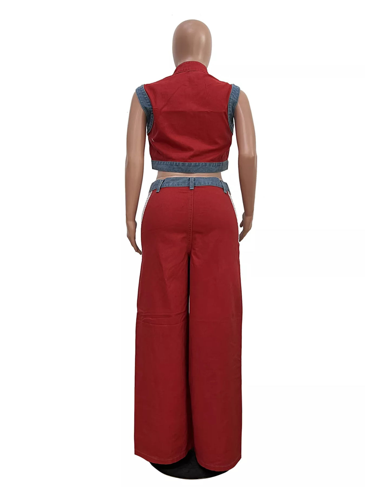 Zip Front Crop Top and Striped Pants Set, view 14