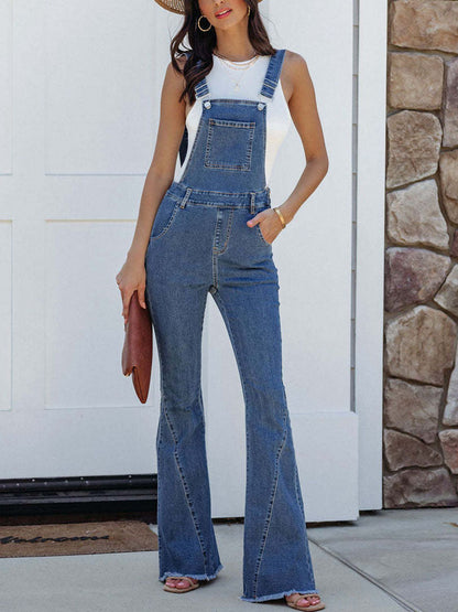 Raw Hem Denim Overall - Fashorio