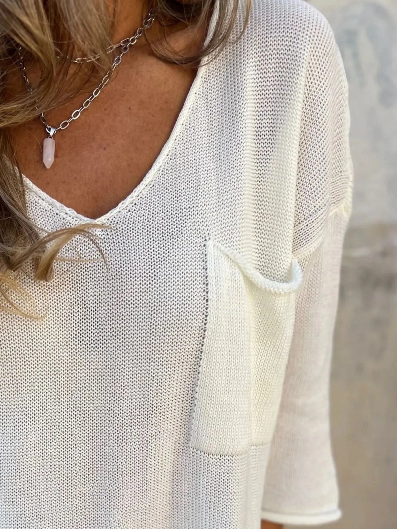 Full Size Casual V-Neck Knit Sweater Plus Size - Fashorio