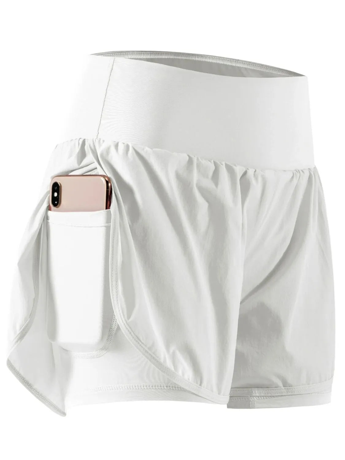 Pocketed High Waist Active Shorts White - Fashorio