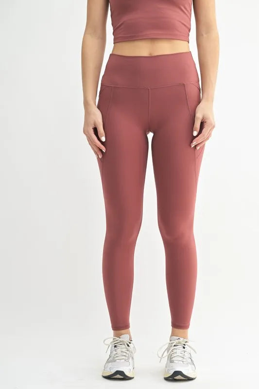 MONO B Venice Cloud Light Sculpt High-Waisted Leggings RED PEAR - Fashorio