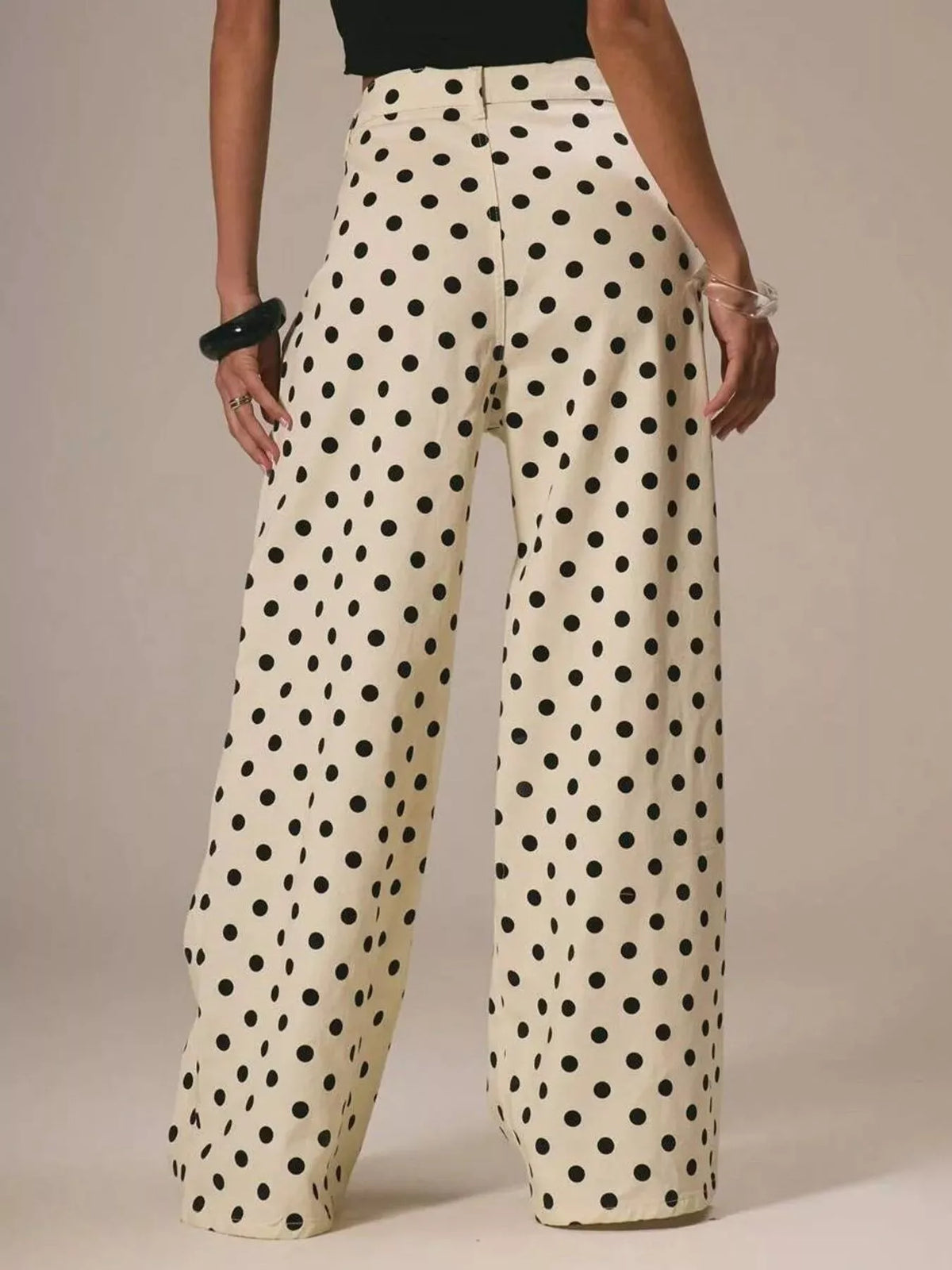 Pastel Polka Dot Wide Leg Jeans, view 6