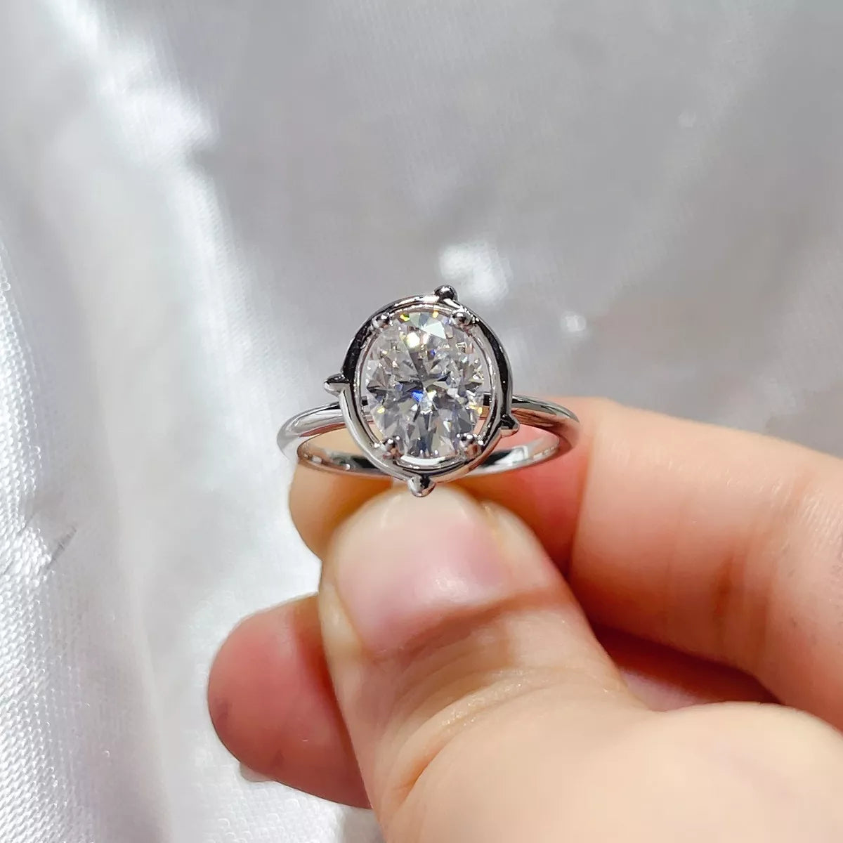 Side profile of the sterling silver ring band and stone height