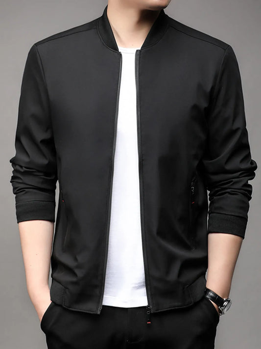 Men's Plus Size Full Zip Front Closure Bomber Jacket with Pockets - Fashorio
