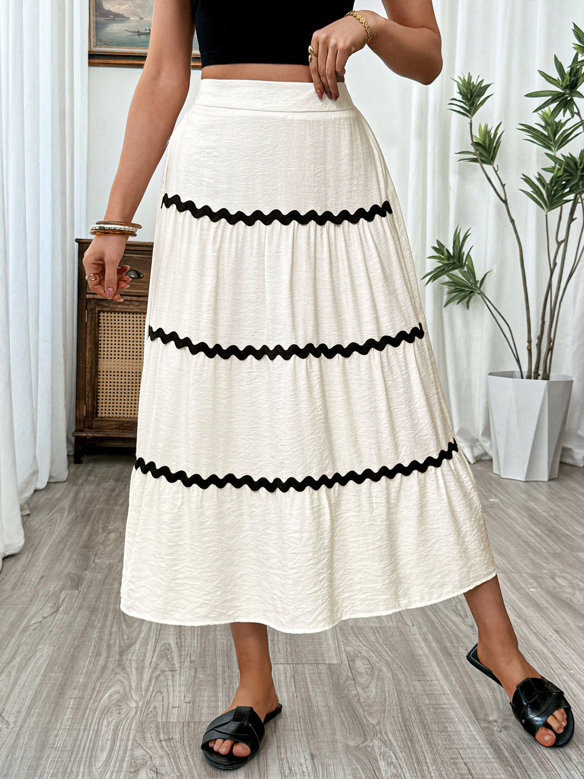 Tiered midi skirt full length view