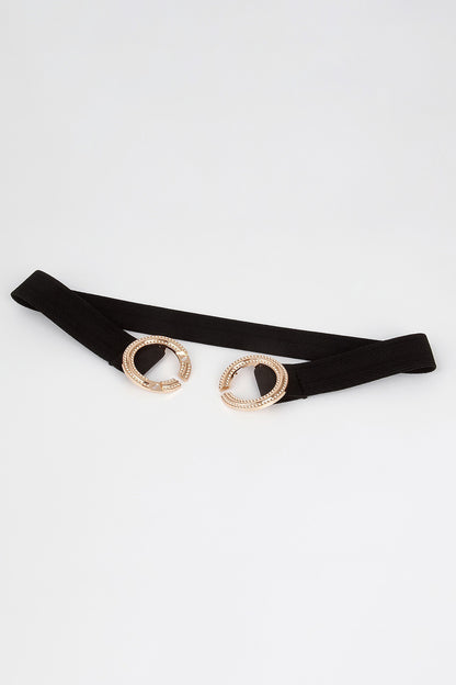 Double Hoop Buckle Elastic Belt - Fashorio