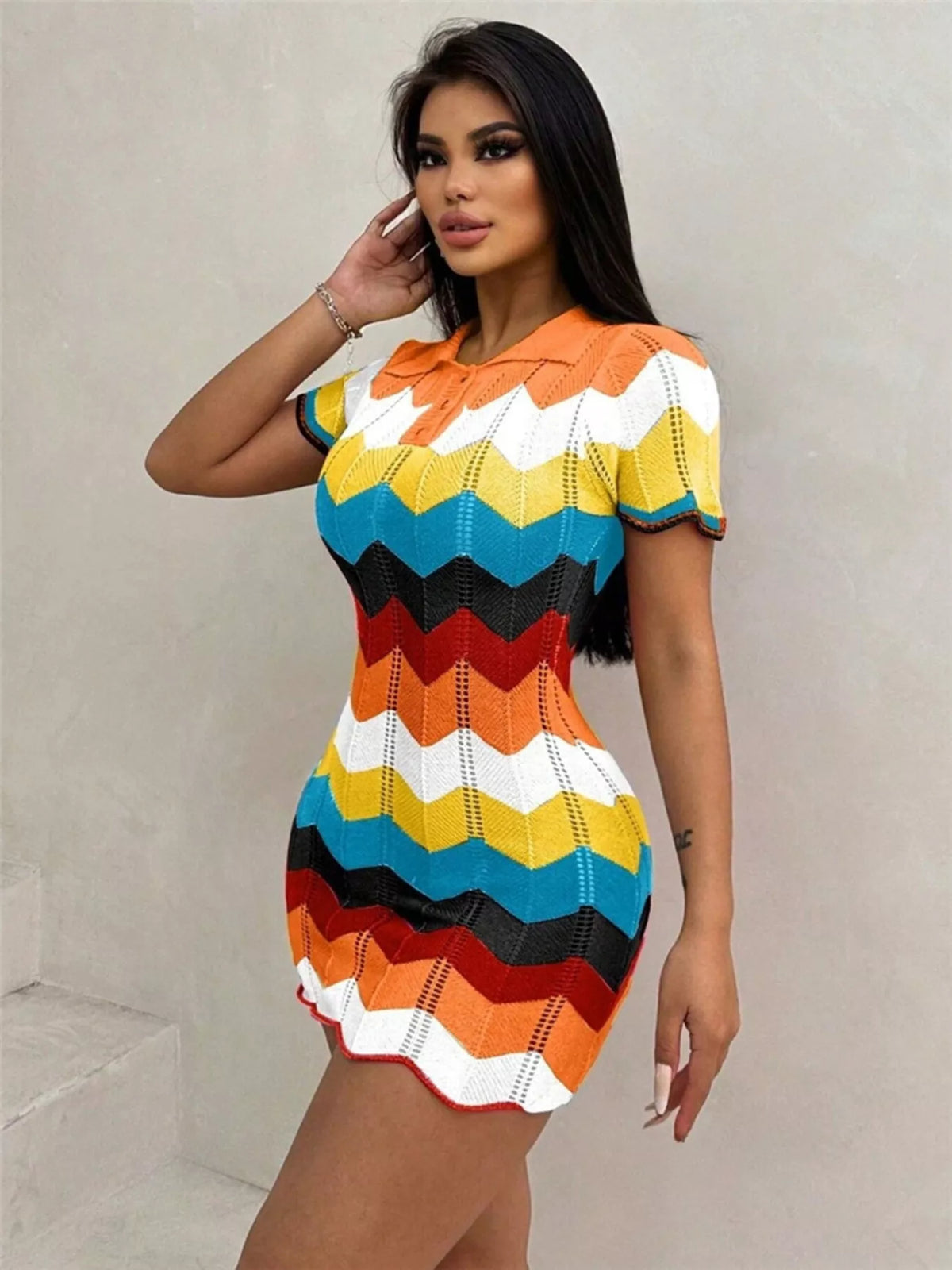 Chevron sweater dress sleeve detail