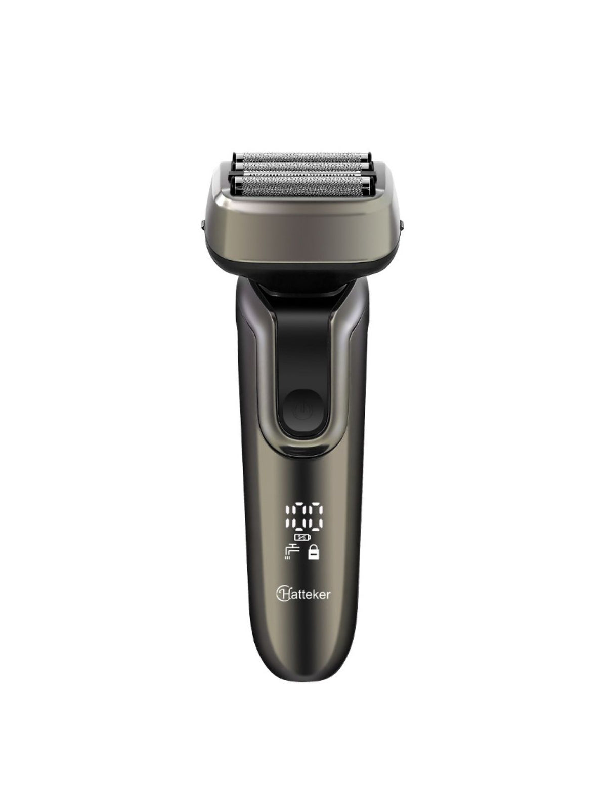 Waterproof electric shaver angled view