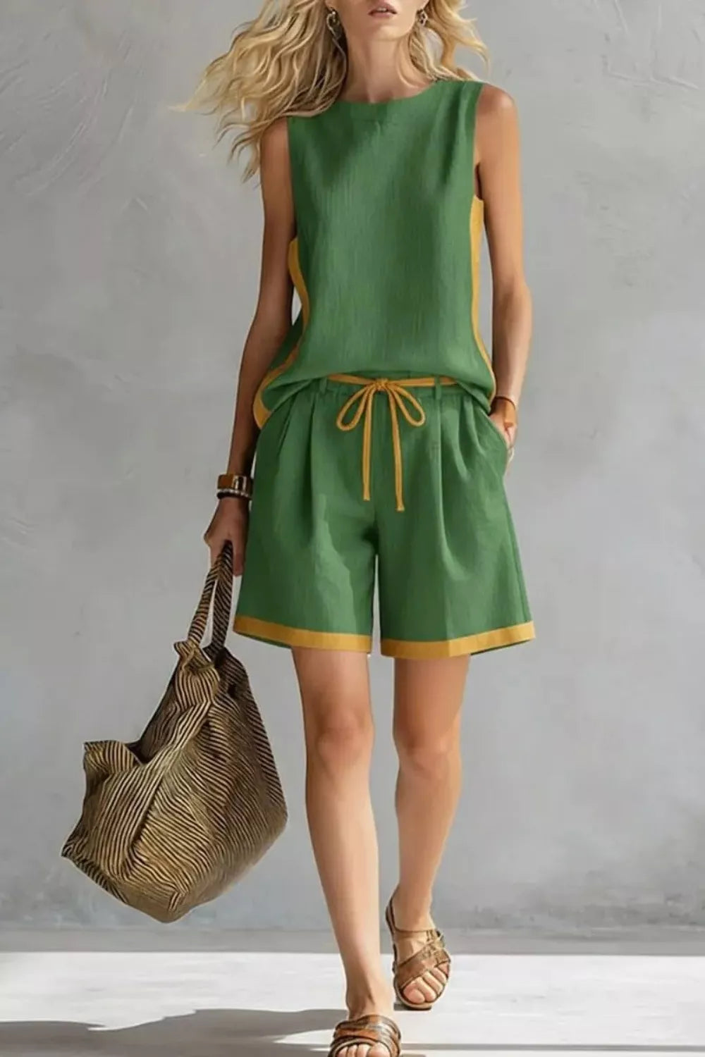Contrast Trim Tank and Shorts Set, view 7