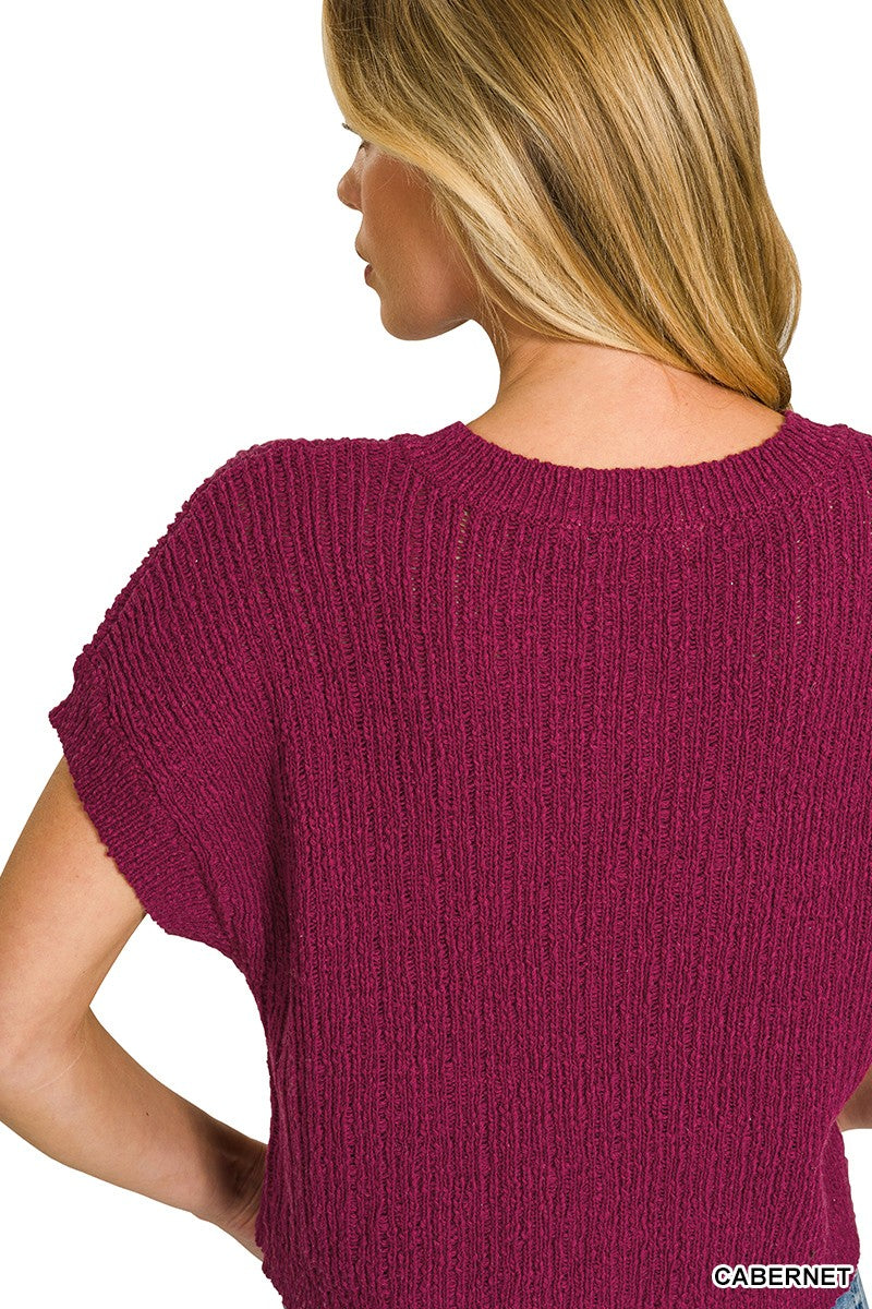 Cabernet cropped sweater styled look